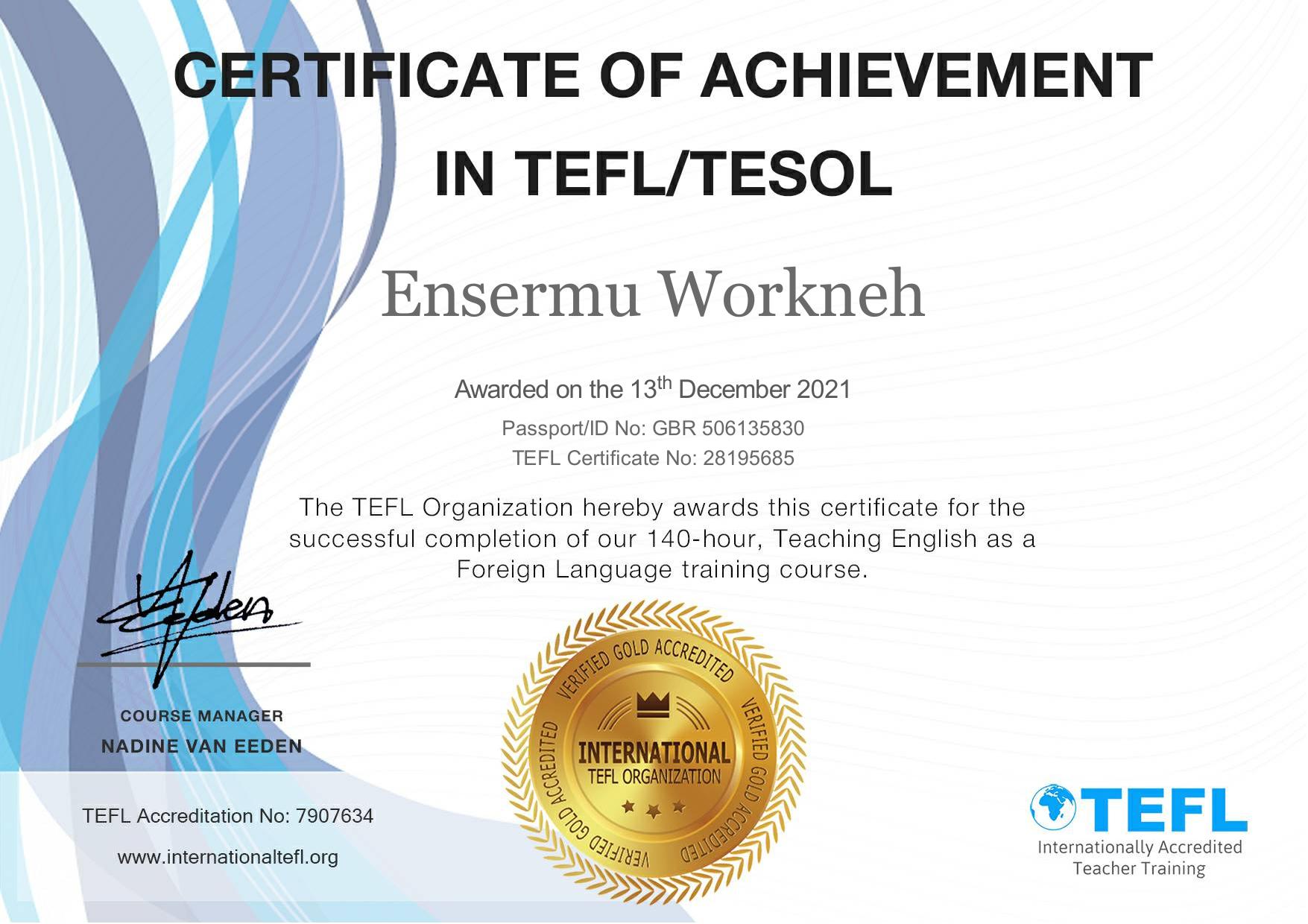 TEFL / TESOL Certificate
